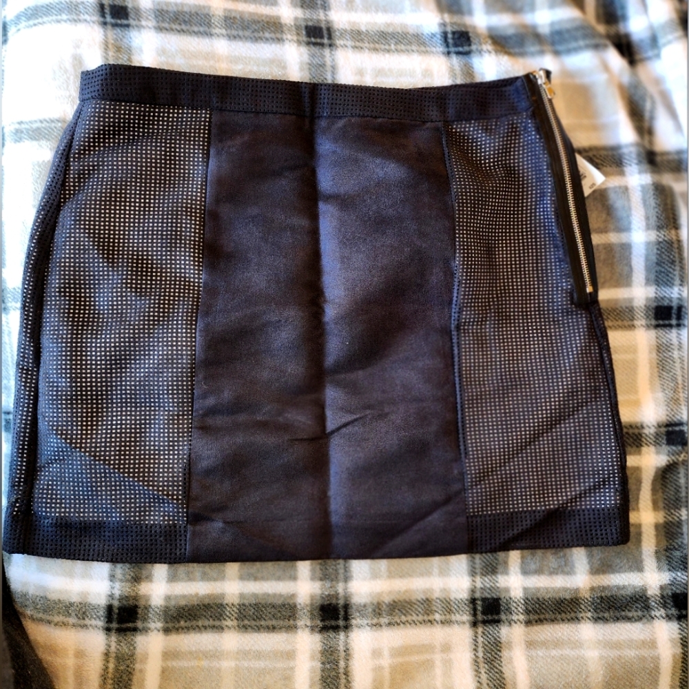 SUEDED PERFORATED MINI SKIRT